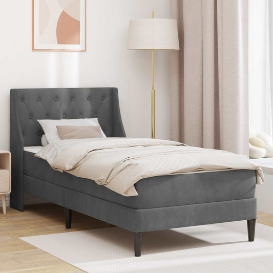 Struttura letto con materasso Grigio scuro 90 x 200 cm Velluto