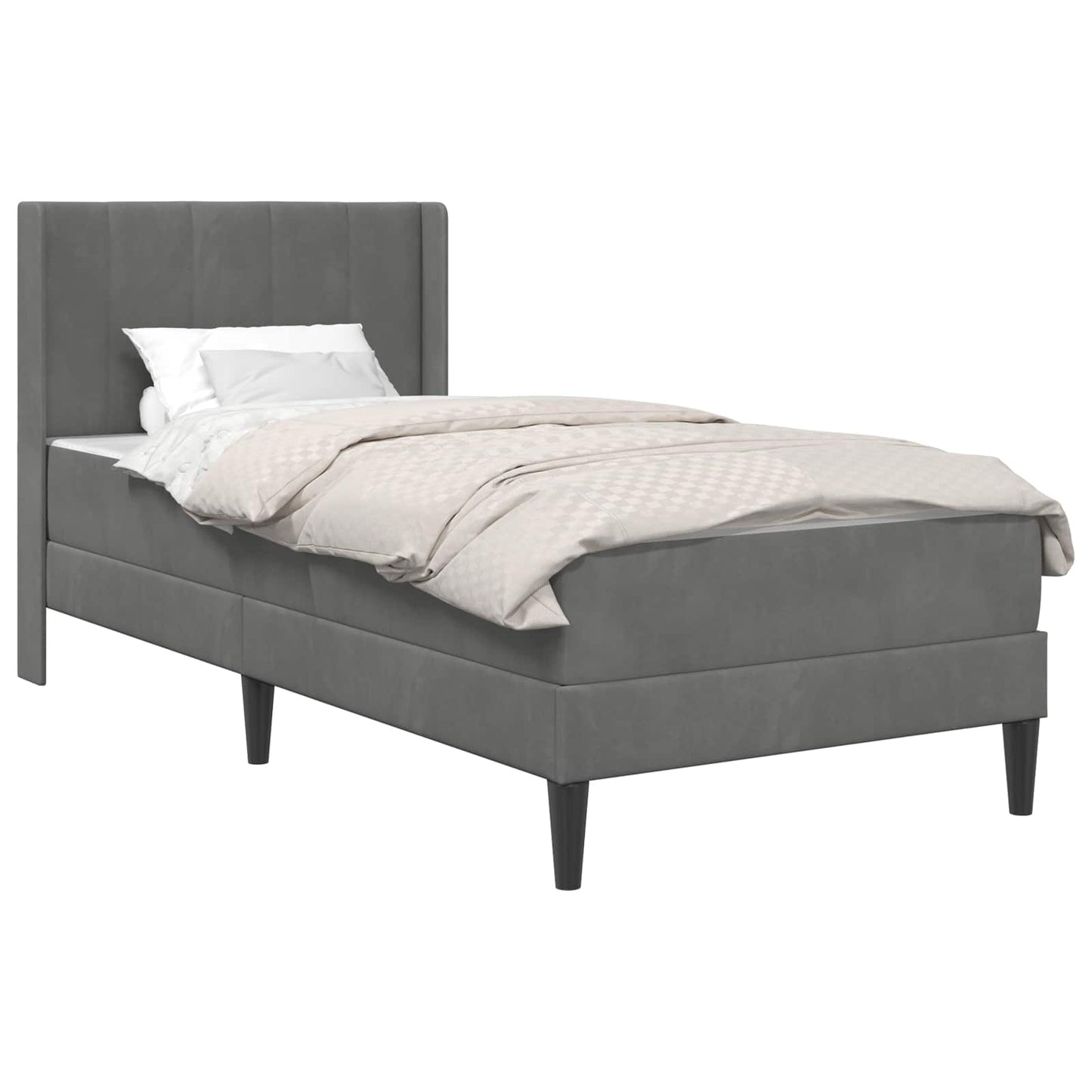 Struttura letto con materasso Grigio scuro 90 x 200 cm Velluto