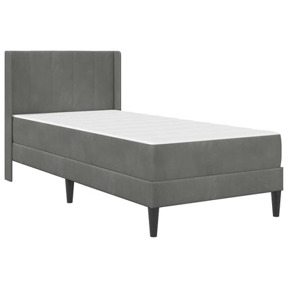Struttura letto con materasso Grigio scuro 90 x 200 cm Velluto