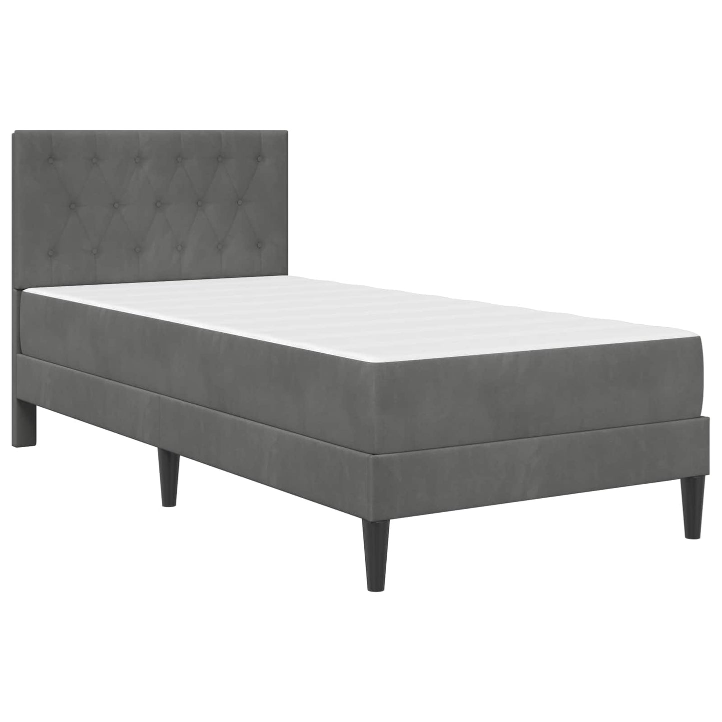 Struttura letto con materasso Grigio scuro 90 x 190 cm Velluto | homemem39