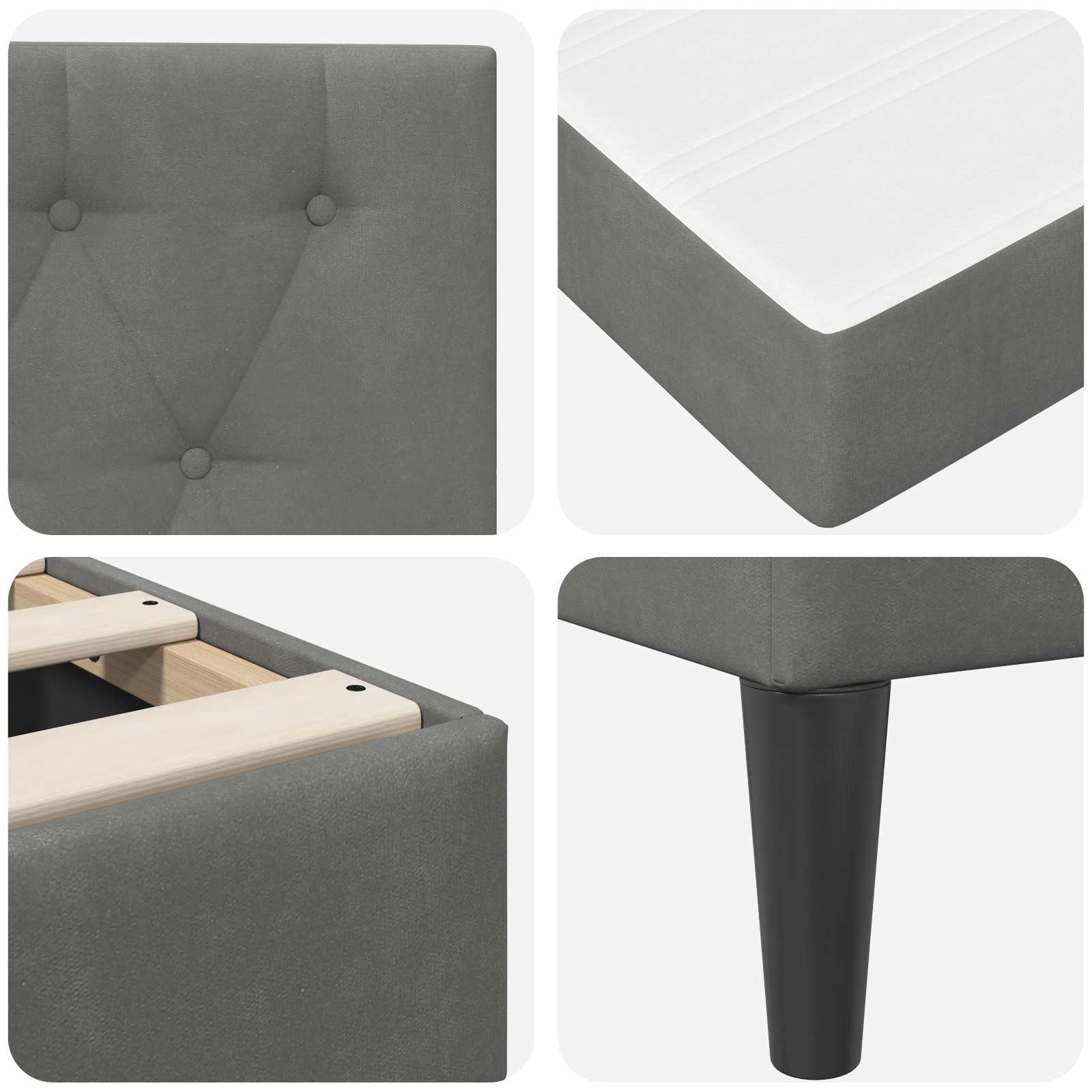 Struttura letto con materasso Grigio scuro 180 x 200 cm Velluto | homemem39