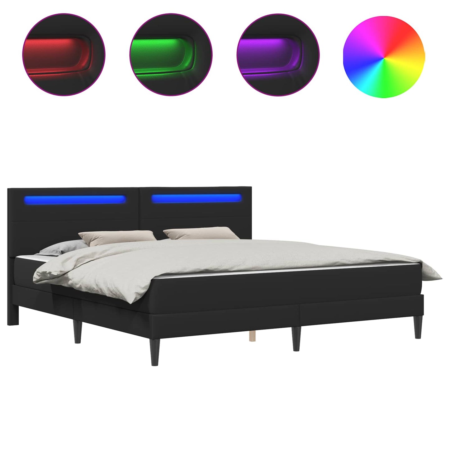 Struttura del letto con testiera Nero 180 x 200 cm Similpelle | homemem39