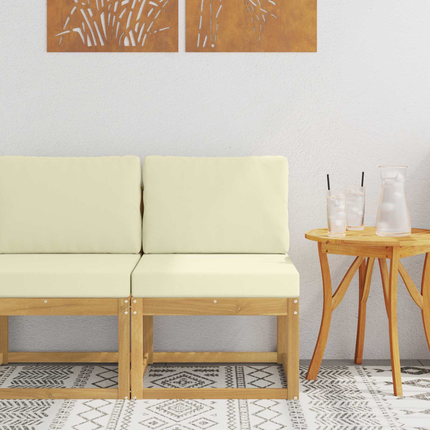 Set di divani da esterno Bianco e Crema 59 x 63 x 73 cm | homemem39