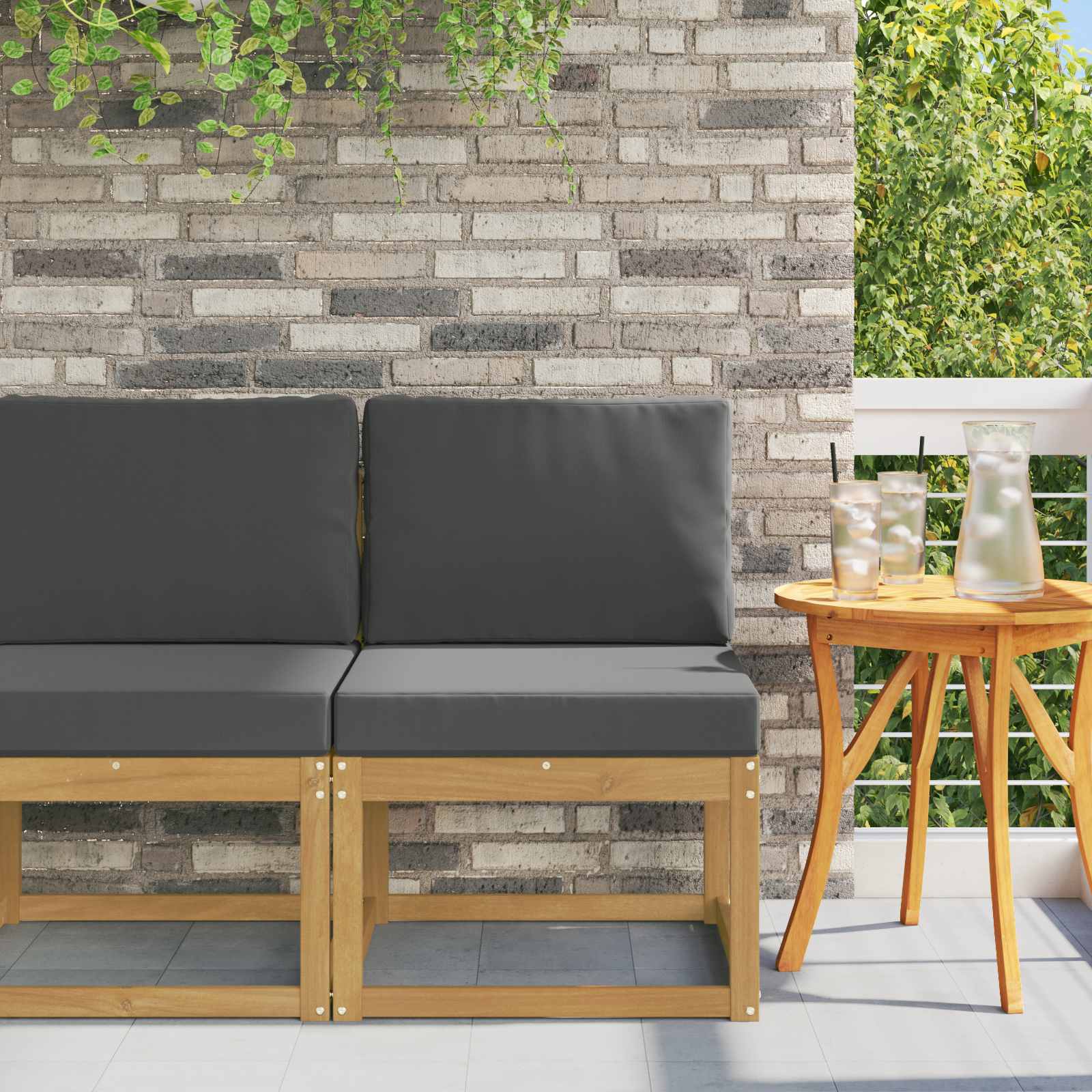 Set di divani da esterno Bianco e Antracite 59 x 63 x 73 cm | homemem39