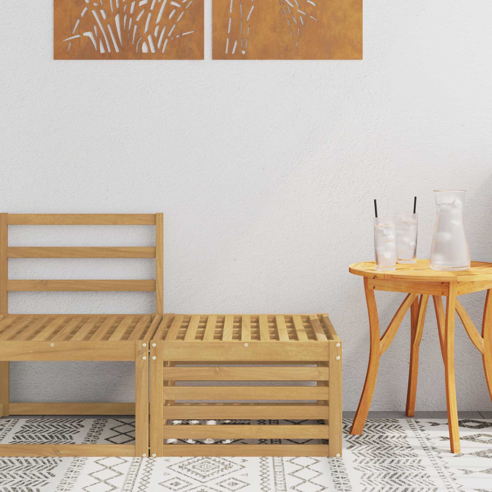 Poggiapiedi da Esterno Legno di Acacia Massello Bianco - homemem39