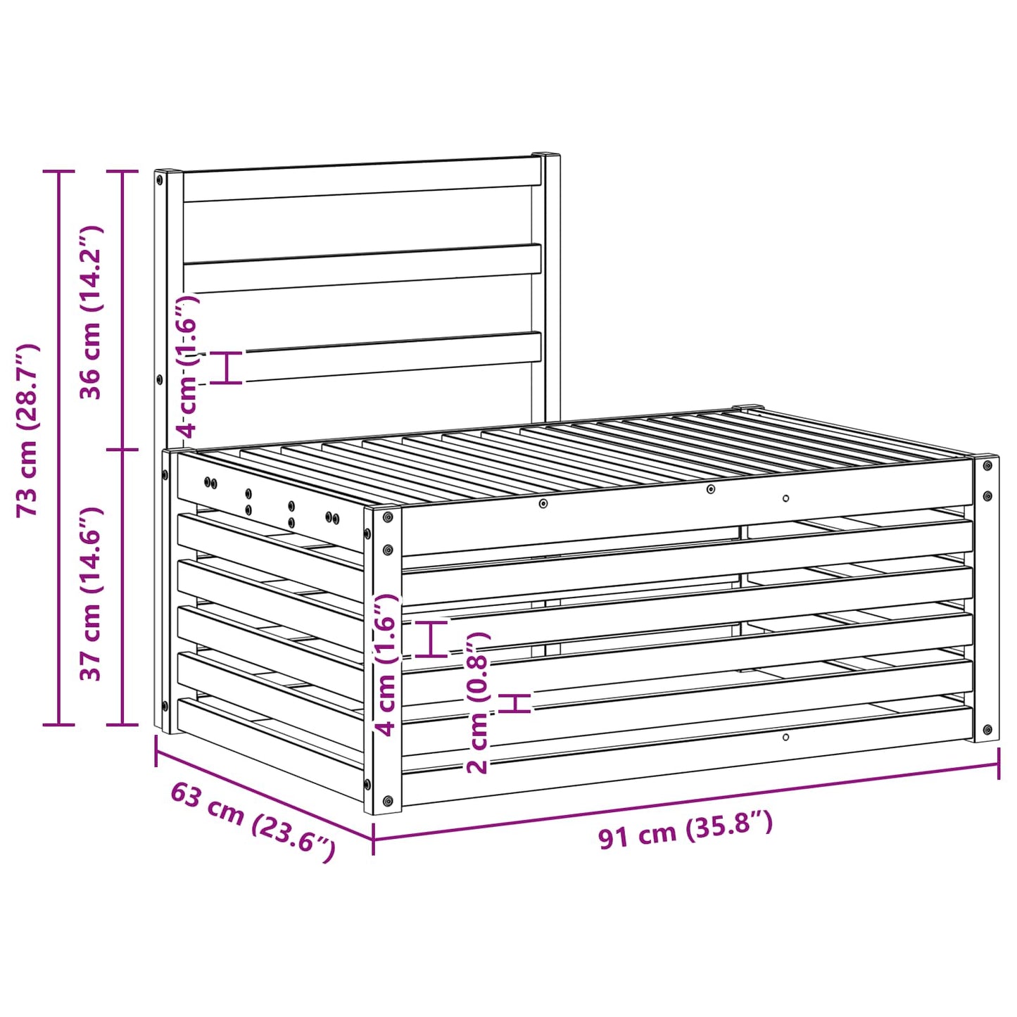 Set di divani da esterno Bianco 91 x 63 x 73 cm