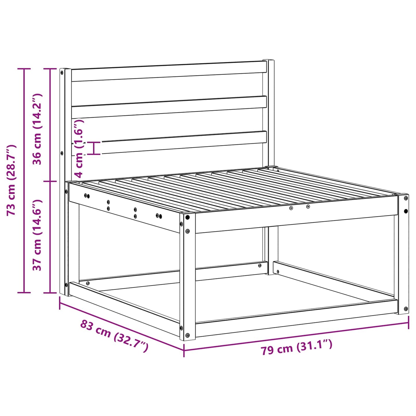 Divano centrale per esterno Bianco 79 x 83 x 73 cm | homemem39