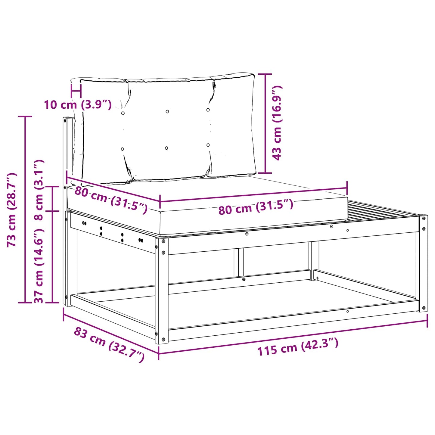 Divano da Esterno Bianco 115 x 83 x 73 cm Poliestere