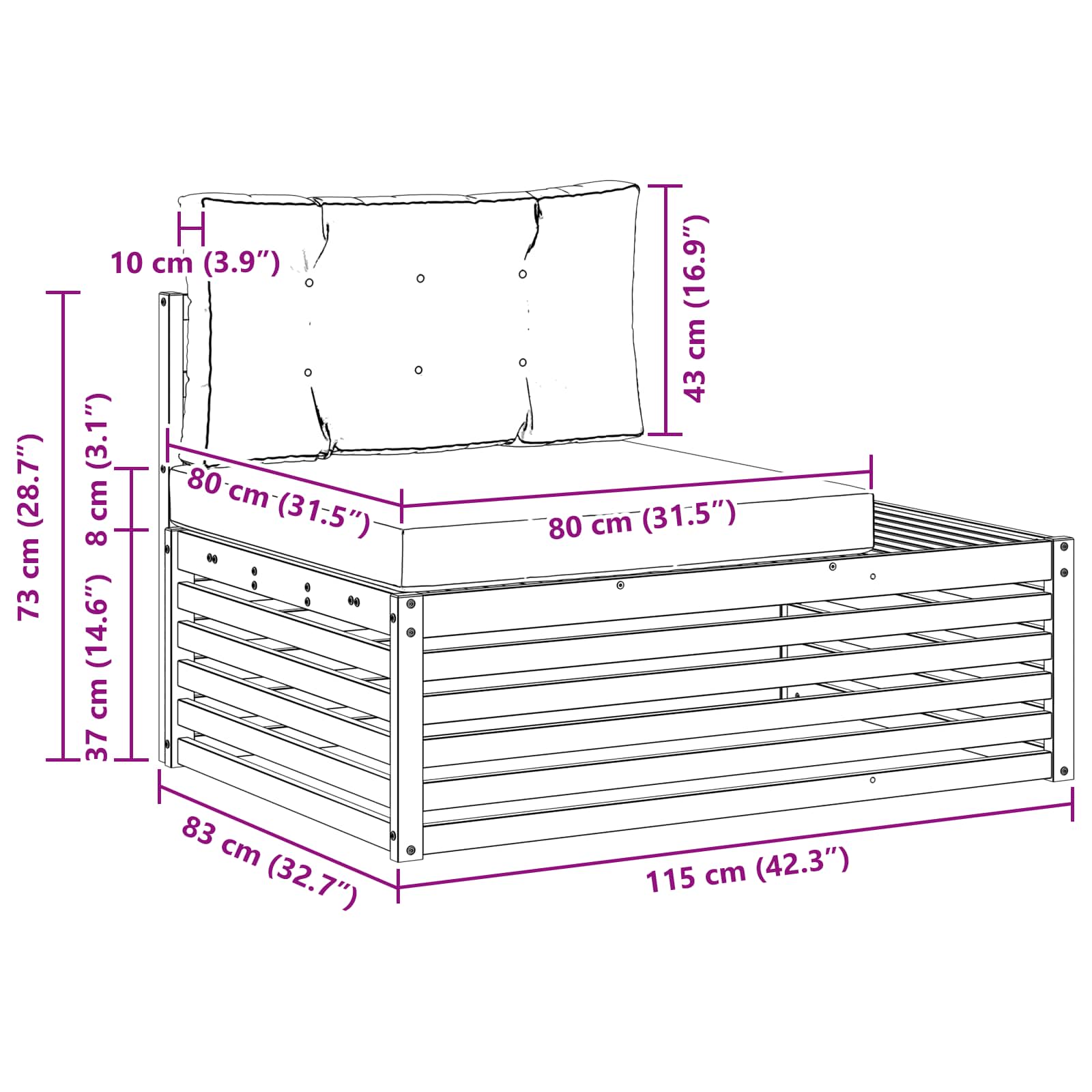 Divano da Esterno con cuscino Bianco 115 x 83 x 73 cm - homemem39