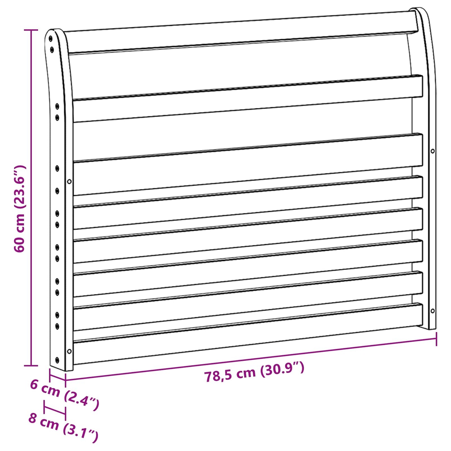 Modulo Braccioli 2 pcs Bianco 78,5 x 8,5 x 60 cm | homemem39