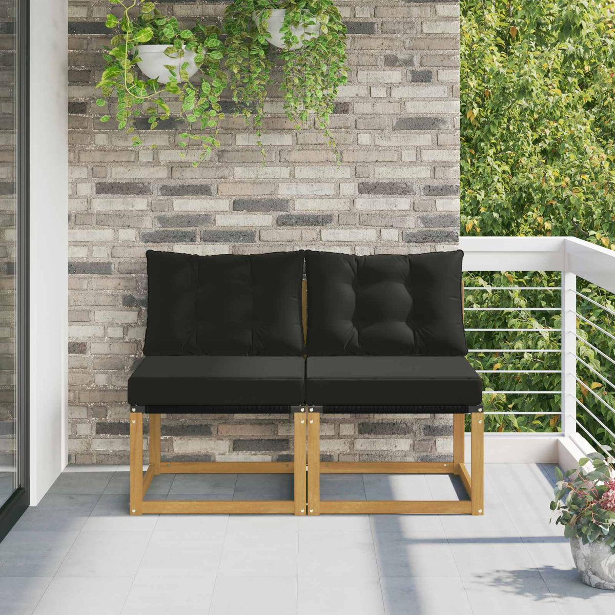 2 Pezzo Divano centrale per esterno Naturale 158 x 83 x 73 cm