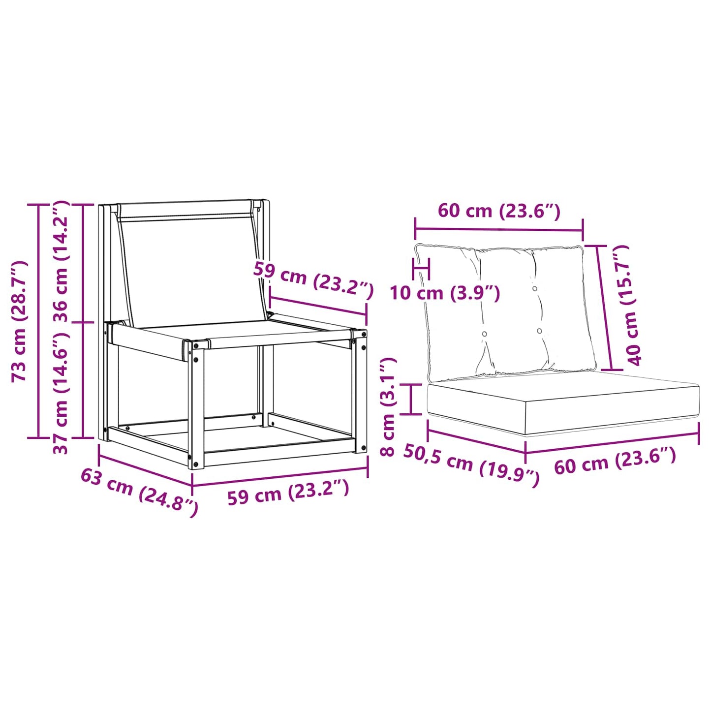 2 Pezzo Divano centrale per esterno | homemem39