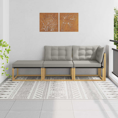 Set di divani da esterno con cuscino Bianco e Grigio Chiaro