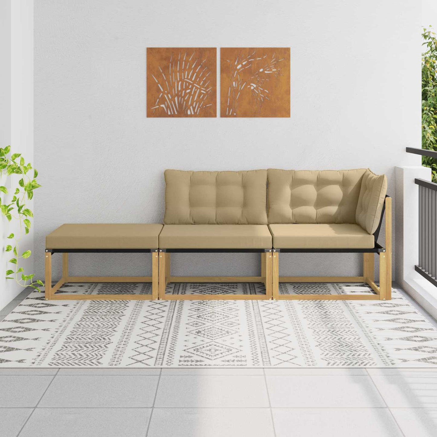 Unità Divano Sezionale con cuscino Bianco 241,5 x 83 x 73 cm
