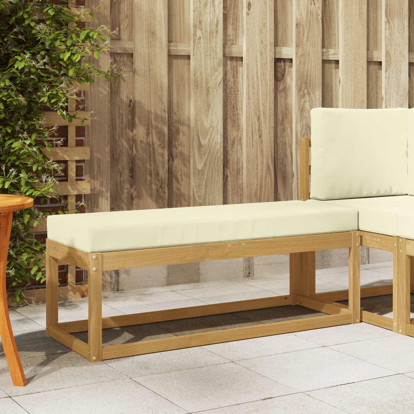 Panca da esterno con cuscino Bianco 115 x 43 x 45 cm | homemem39