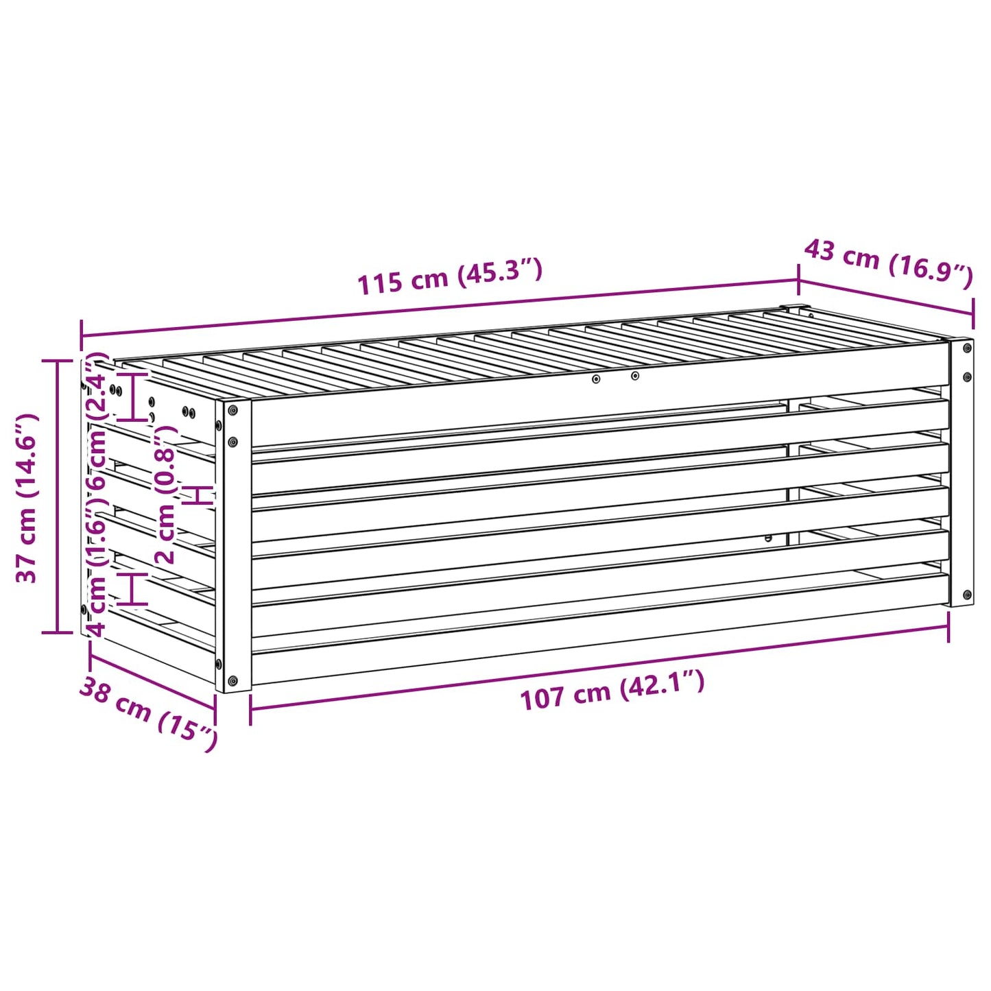 Panca da esterno Bianco 115 x 43 x 37 cm | homemem39