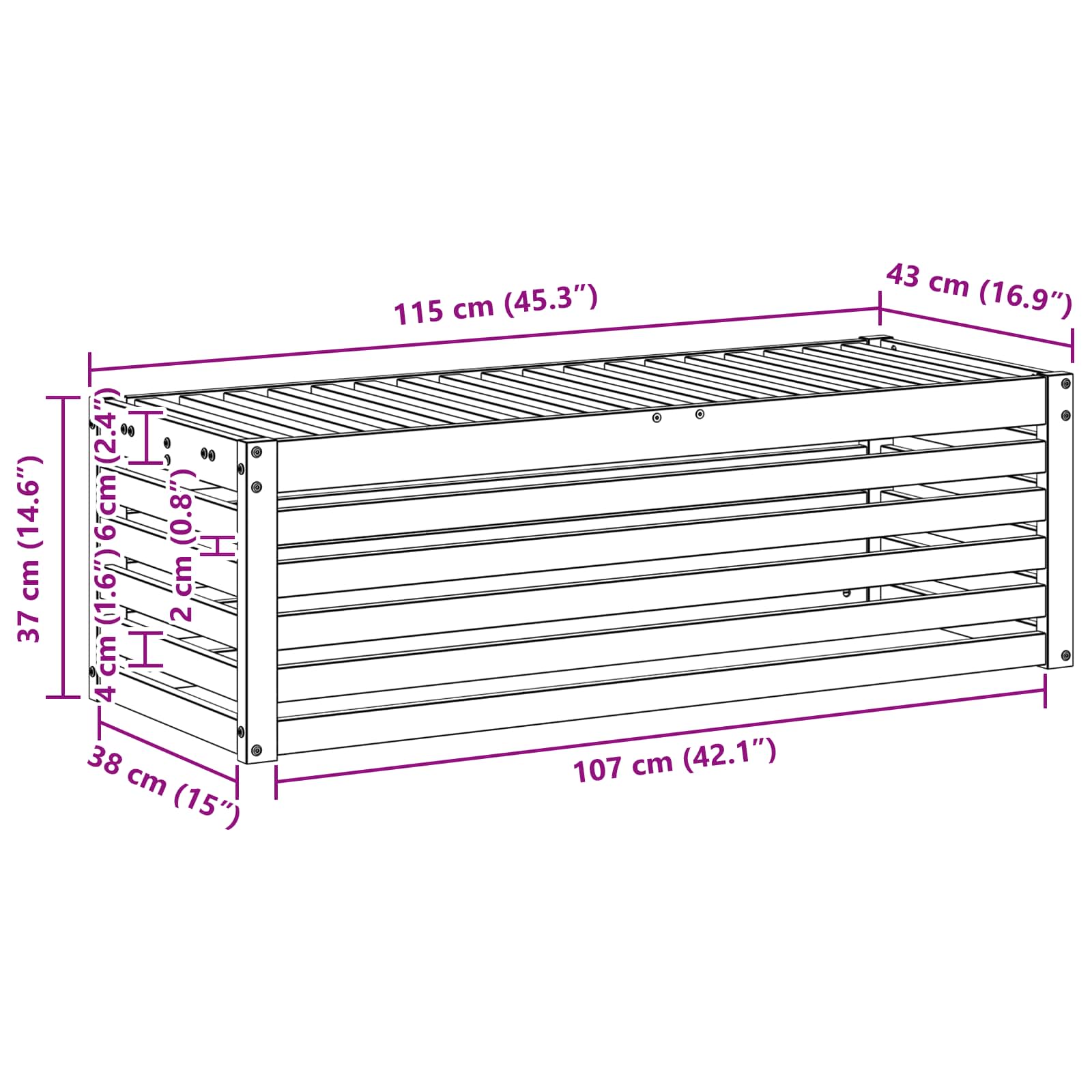 Panca da esterno Bianco 115 x 43 x 37 cm | homemem39