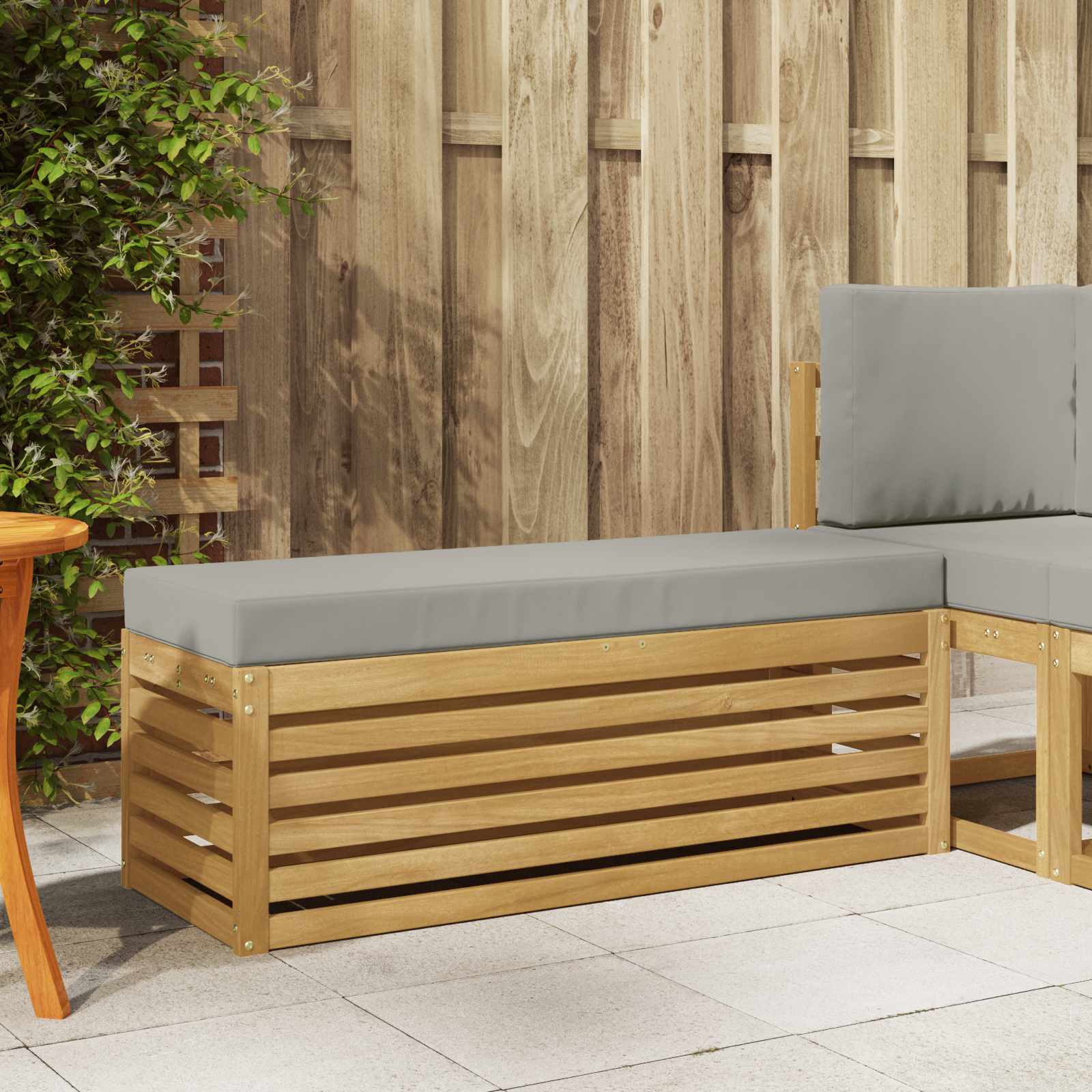 Panca da esterno con cuscino Bianco 115 x 43 x 45 cm | homemem39