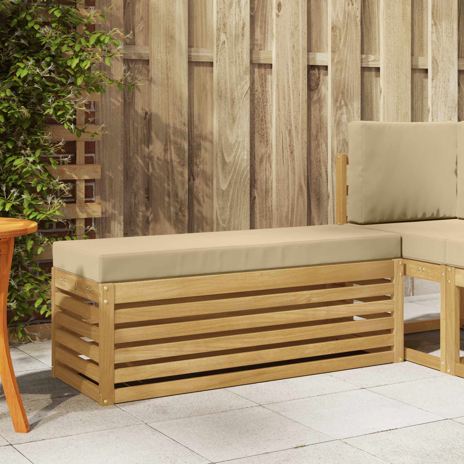 Panca da esterno con cuscino Bianco 115 x 43 x 45 cm | homemem39