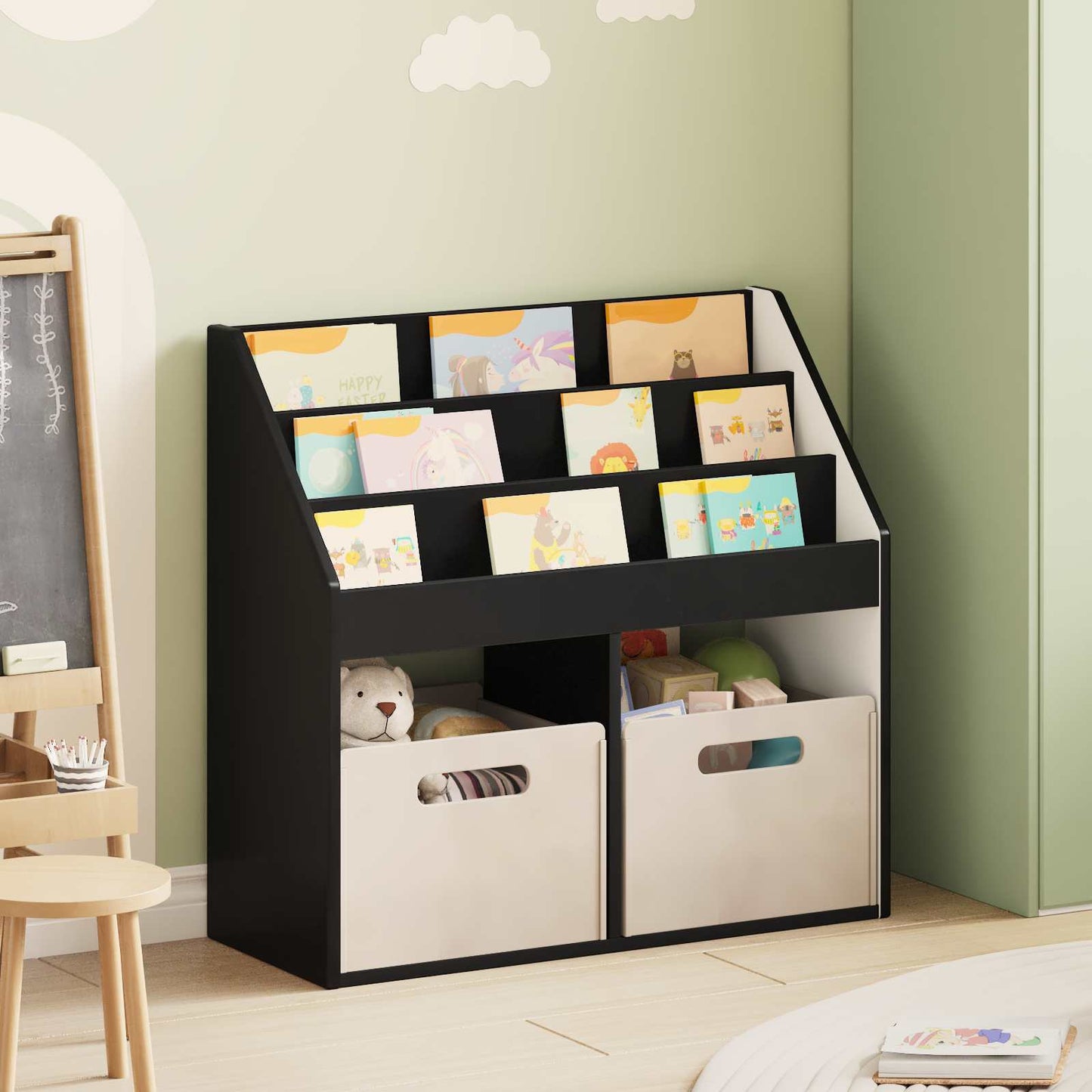 Libreria per Bambini Nero 72,5 x 29,5 x 69 cm Legno multistrato