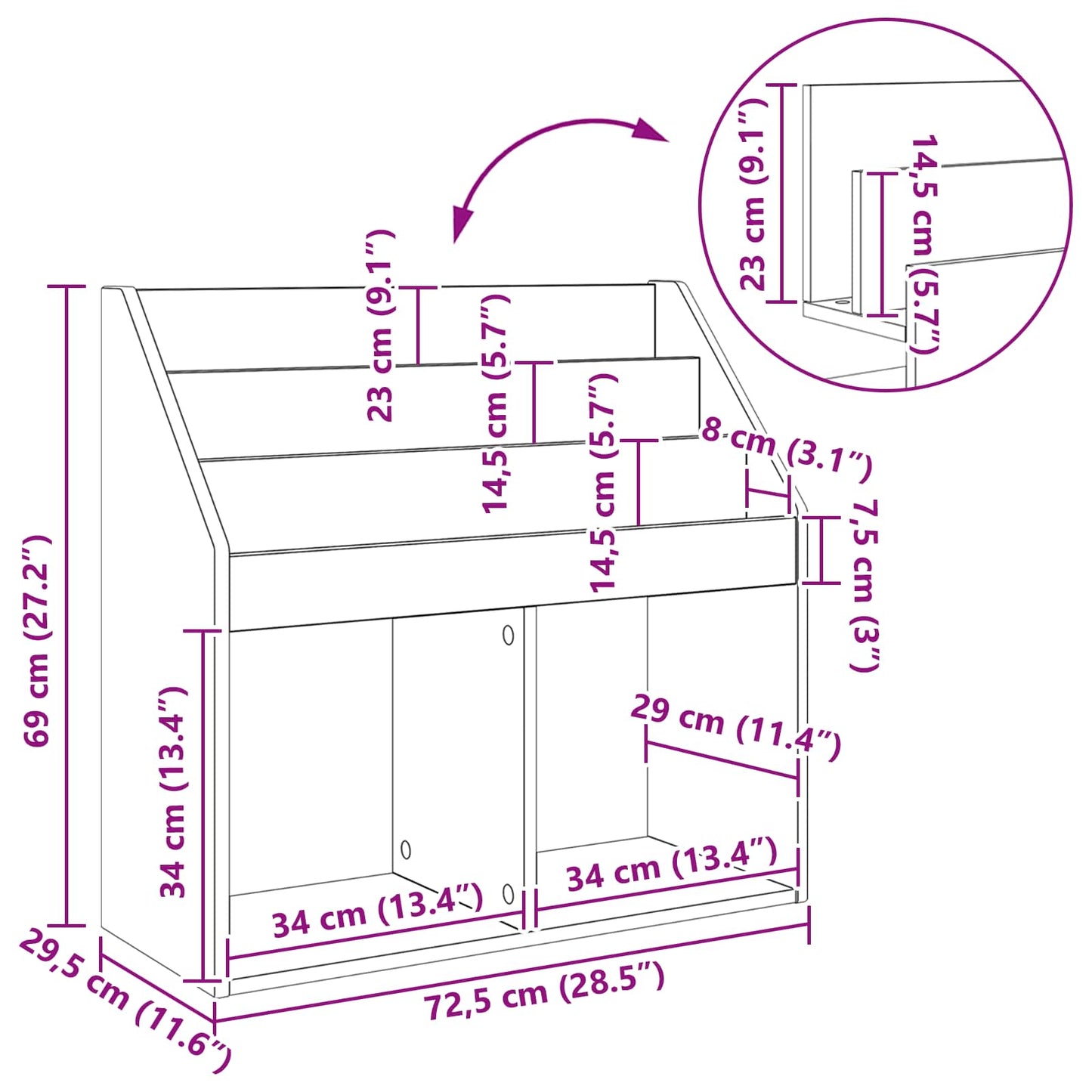 Libreria per Bambini Rovere fumé 72,5 x 29,5 x 69 cm | homemem39