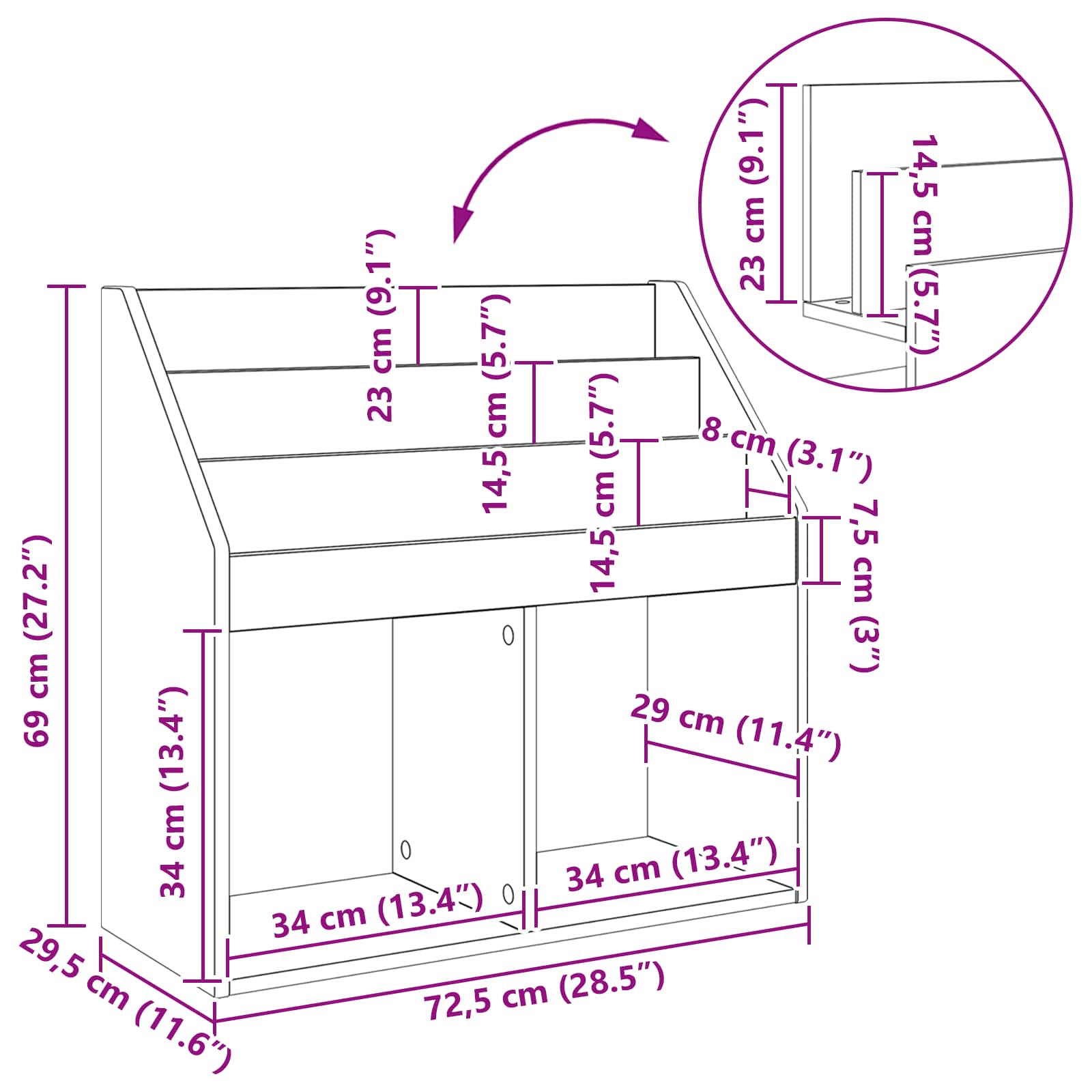 Libreria per Bambini Rovere fumé 72,5 x 29,5 x 69 cm | homemem39