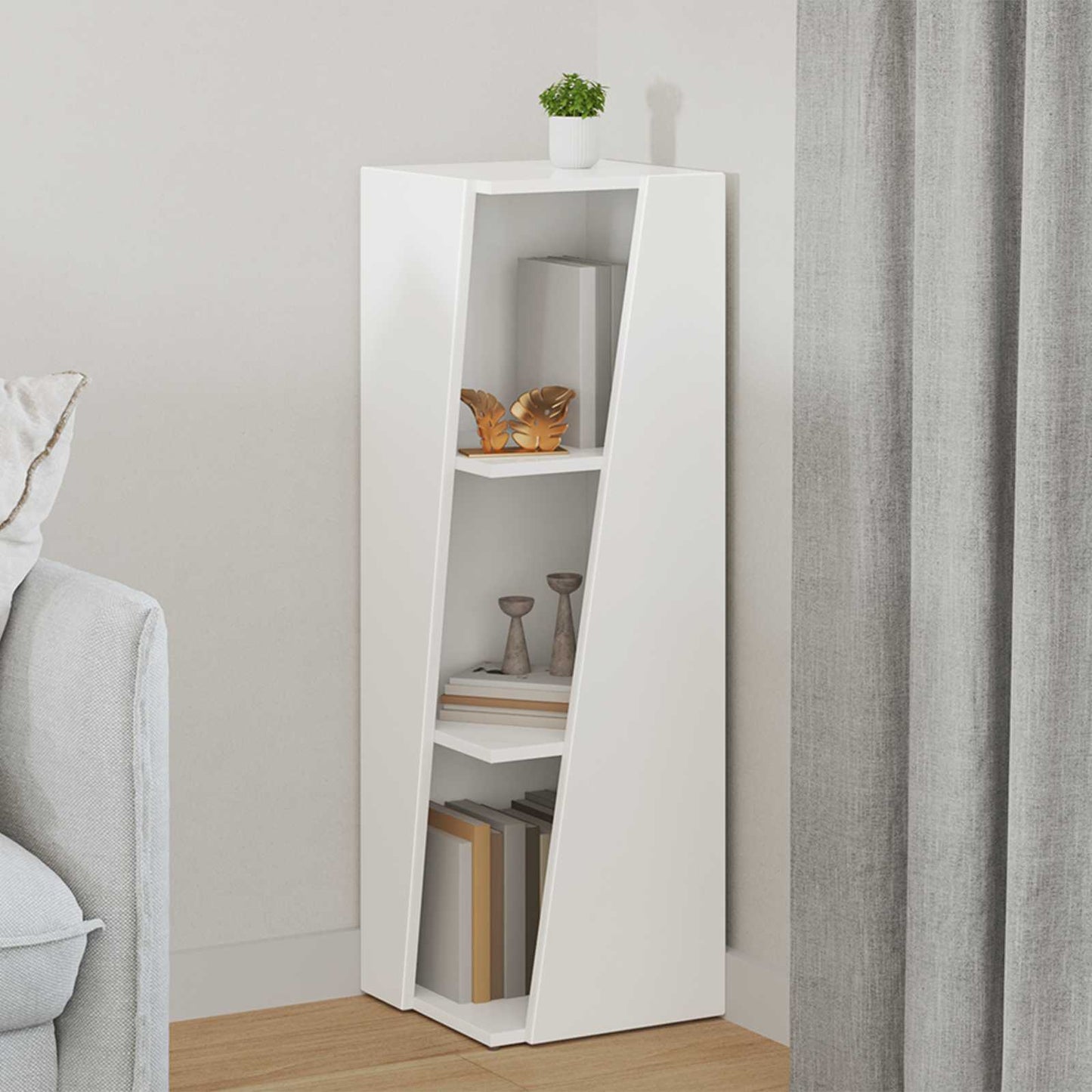 Mensola laterale 33 x 32 x 100,5 cm Legno ingegnerizzato Bianco