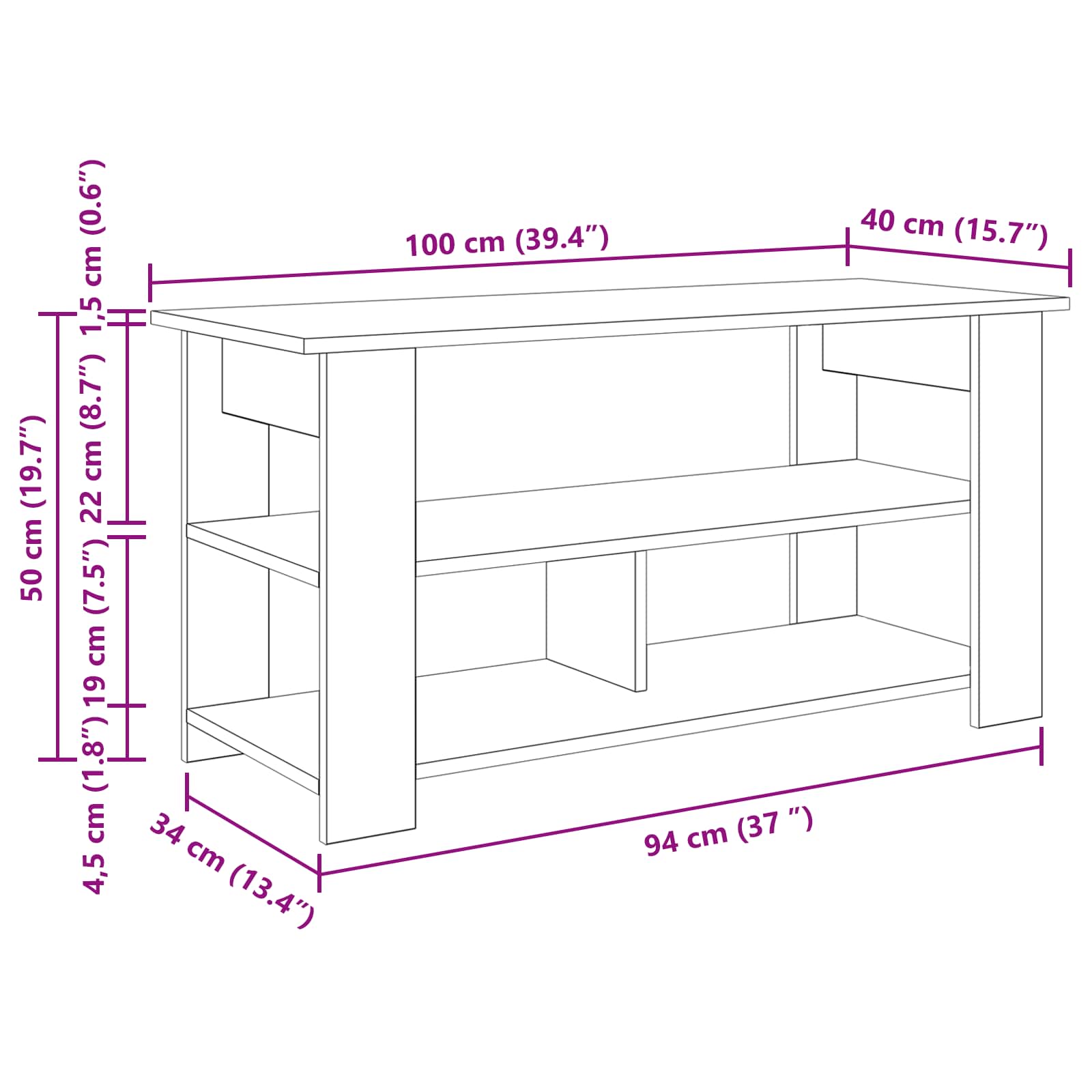 Supporto TV Rovere Nero 100 x 40 x 50 cm | homemem39