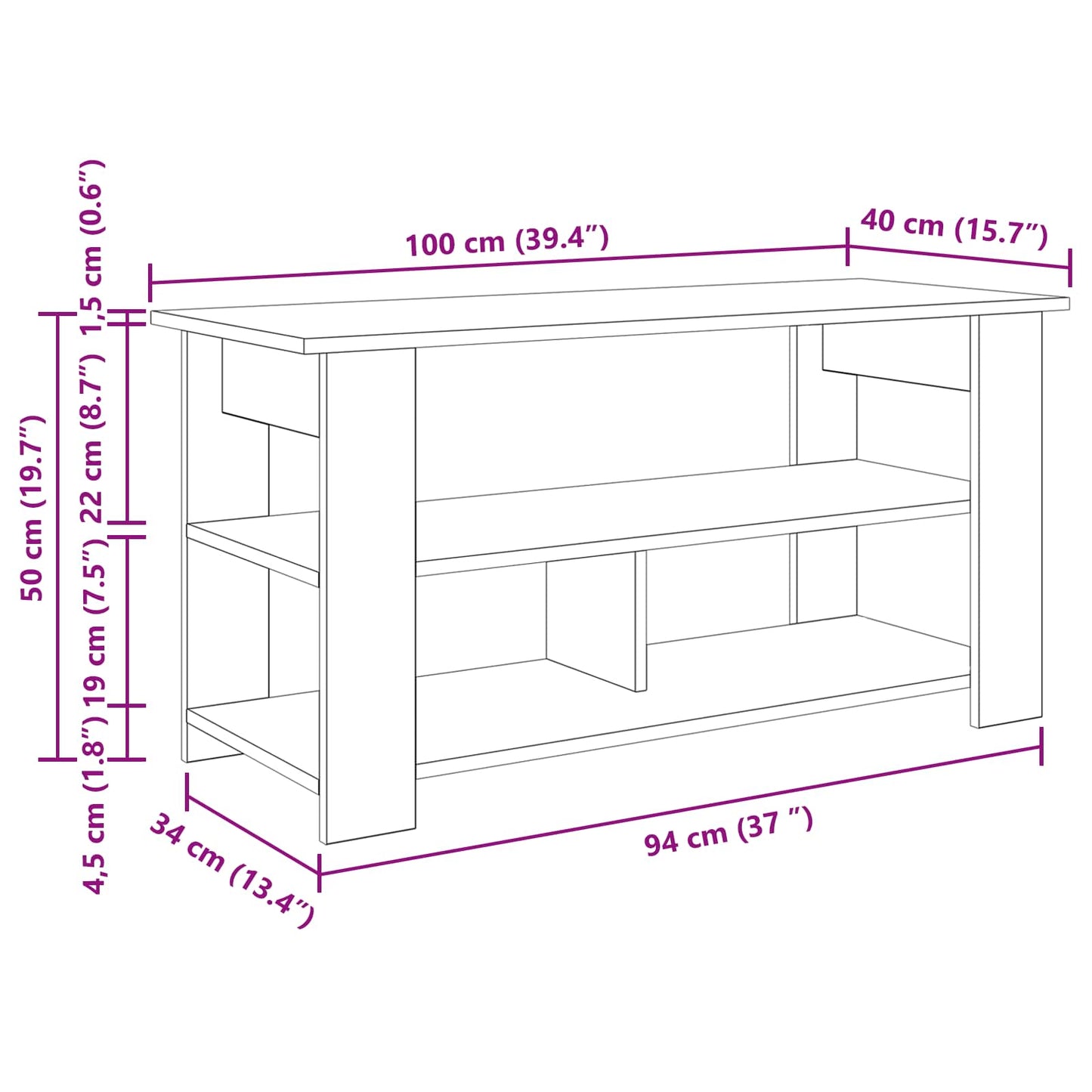 Supporto TV Grigio Sonoma 100 x 40 x 50 cm | homemem39