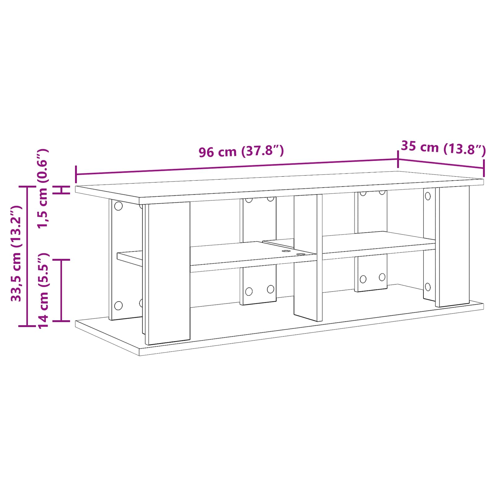 Supporto TV Rovere Nero 96 x 35 x 33,5 cm | homemem39