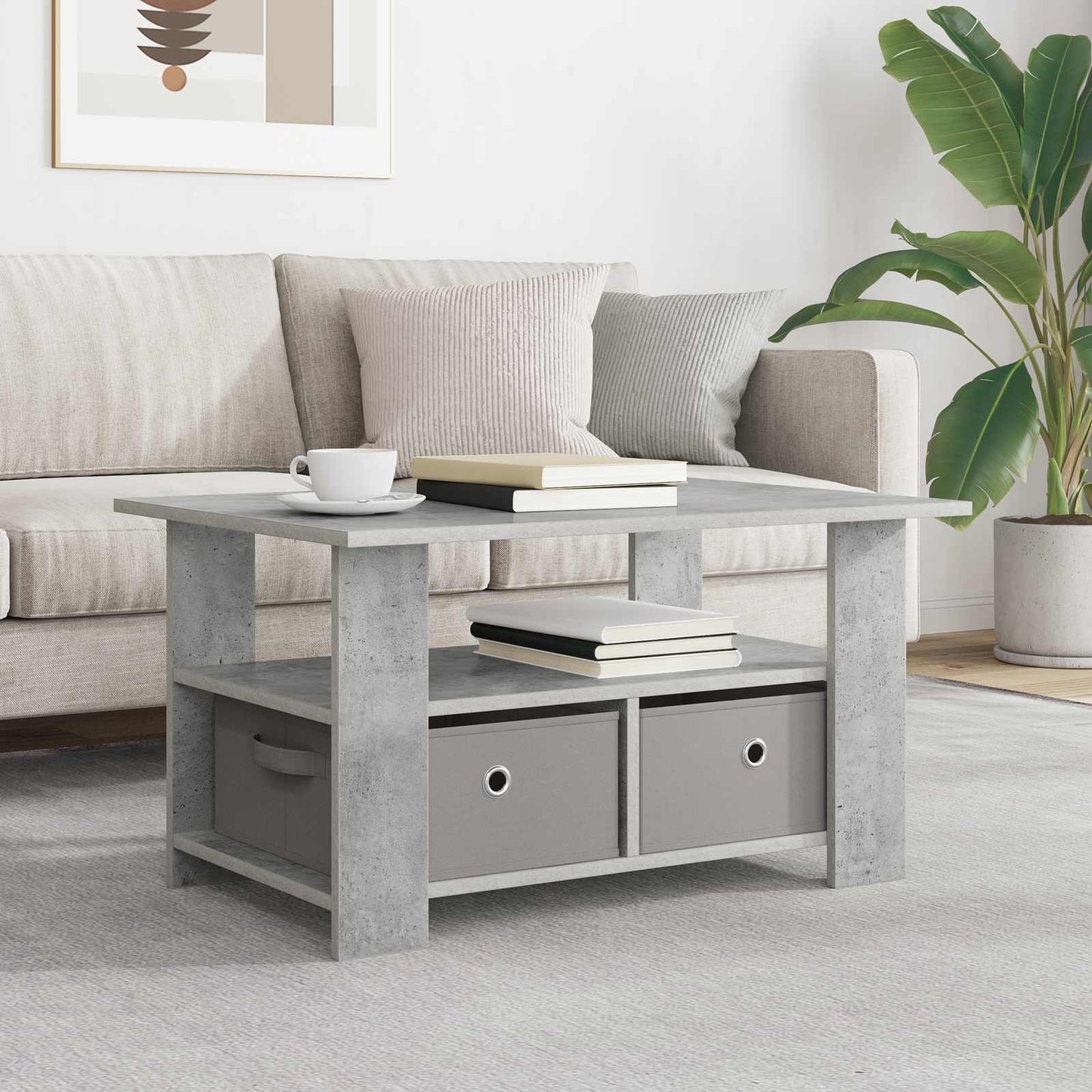 Tavolino da salotto con cassetto Grigio cemento 77 x 55 x 42 cm | homemem39