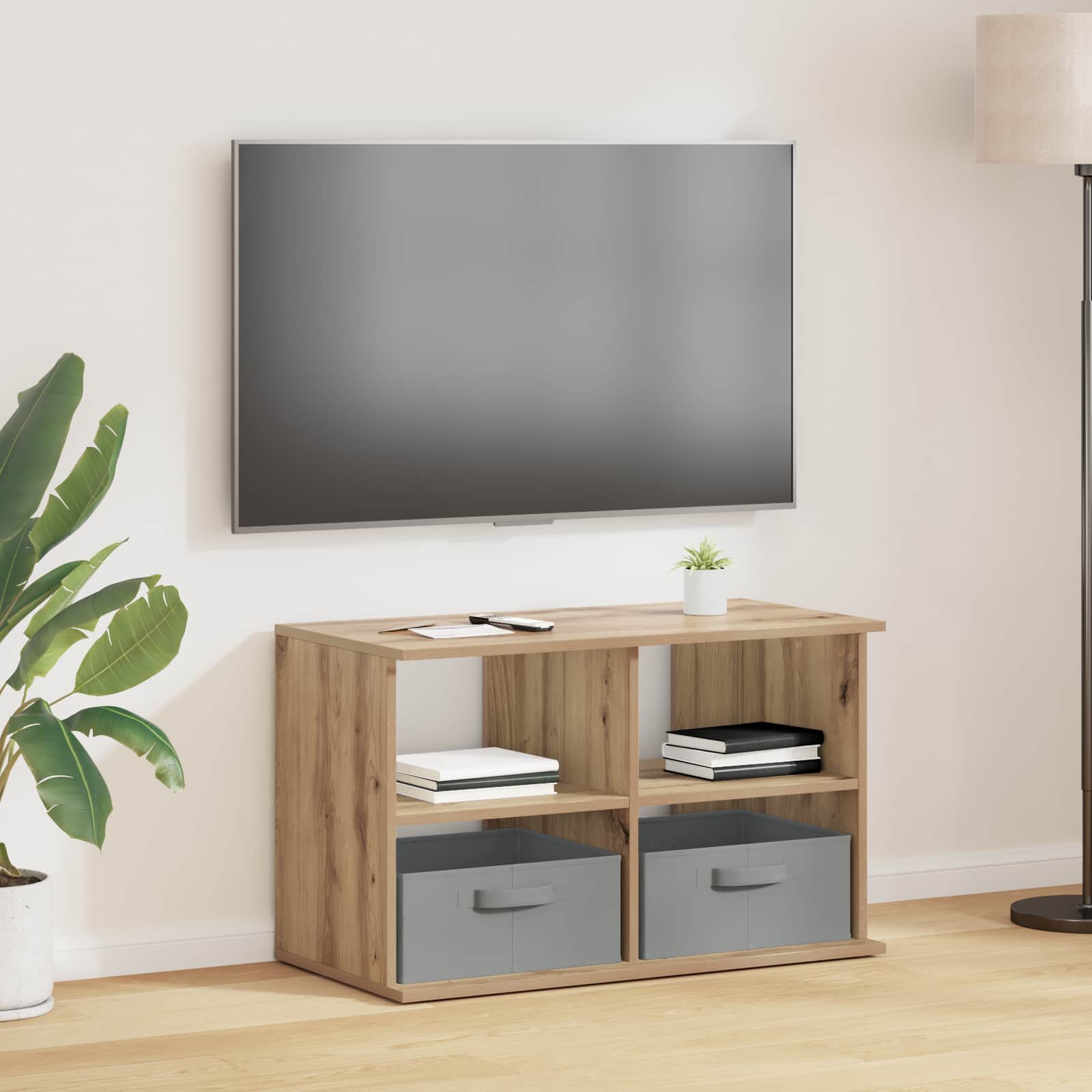 Supporto TV con cassetto Rovere artigianale 79 x 40 x 48 cm | homemem39