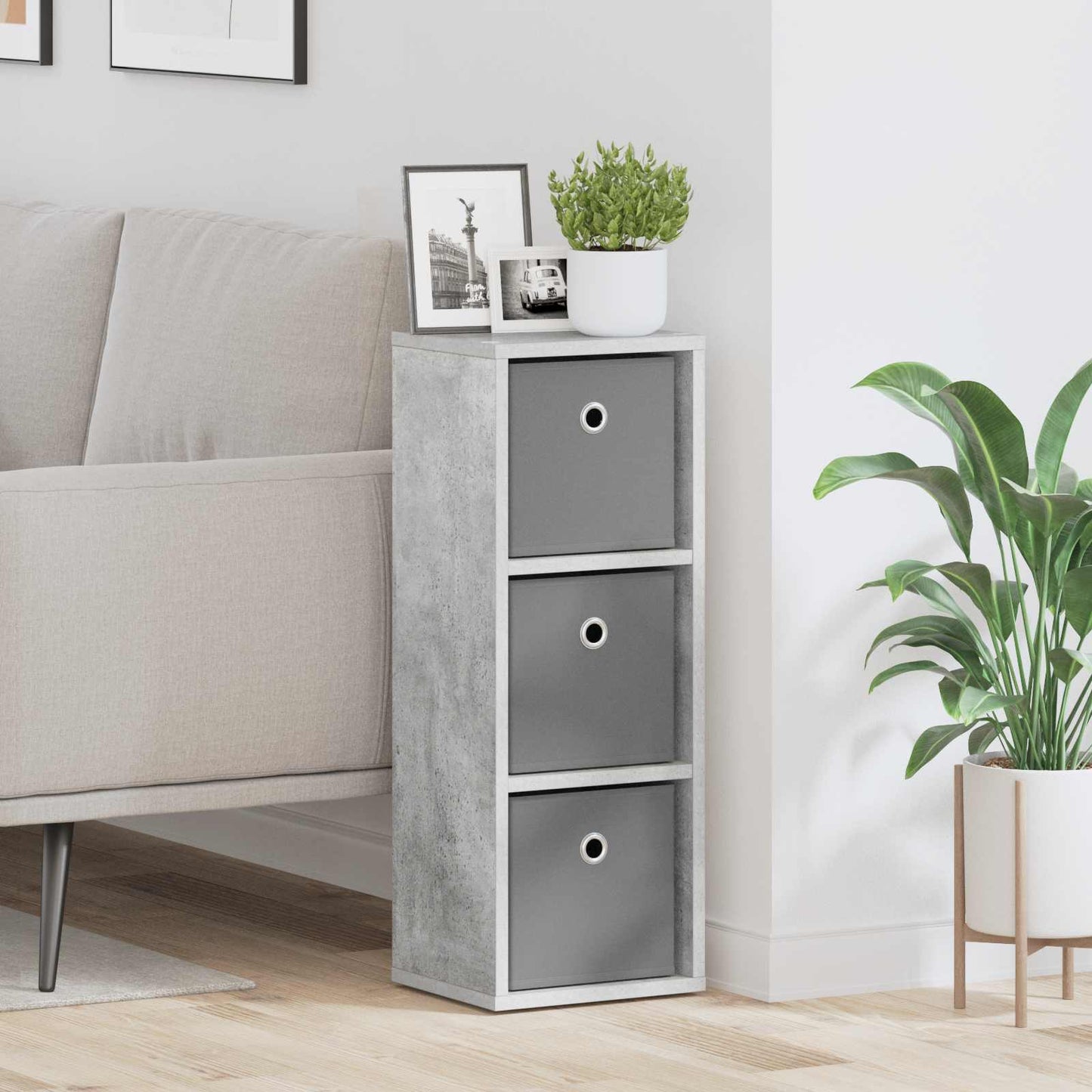 Credenza con cassetto Grigio cemento 25,5 x 22 x 69,5 cm | homemem39