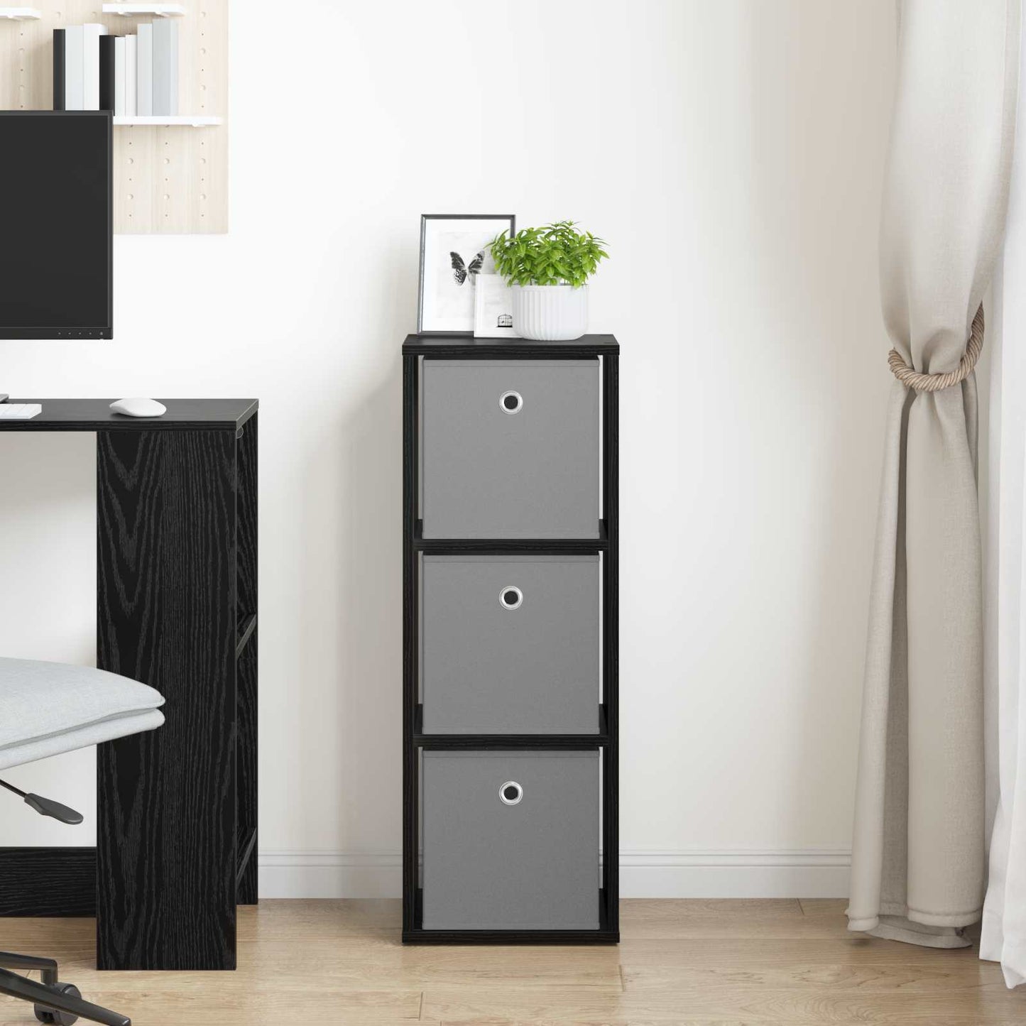 Credenza con cassetto Rovere Nero 30,5 x 27 x 84,5 cm | homemem39