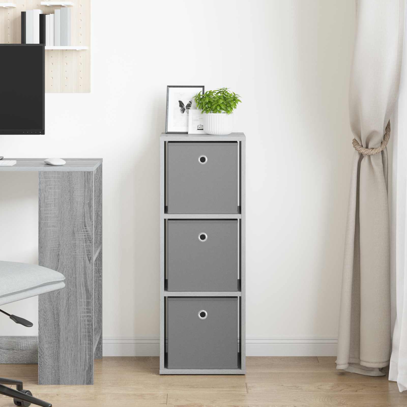 Credenza con cassetto Grigio cemento 30,5 x 27 x 84,5 cm | homemem39