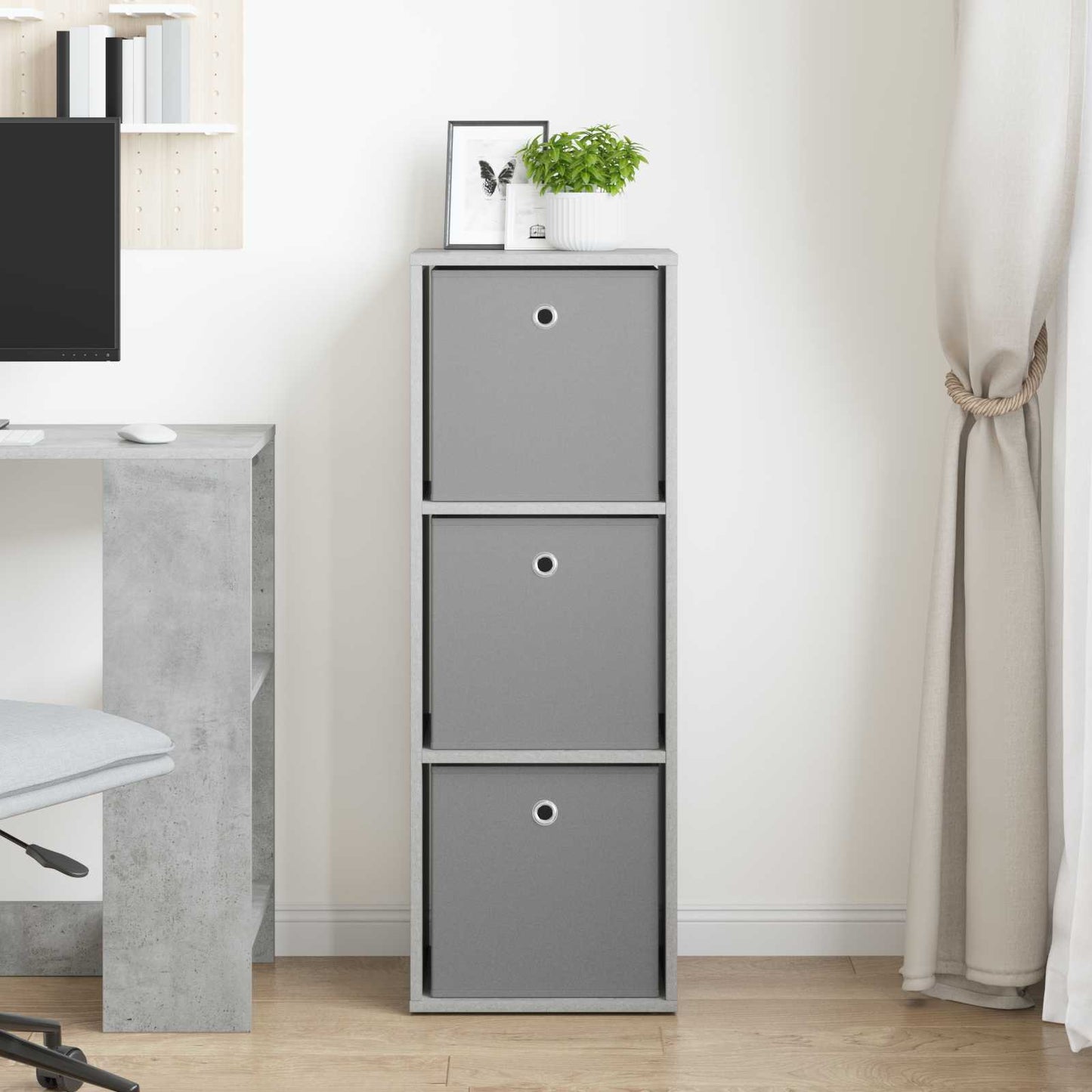 Credenza con cassetto Grigio cemento 35 x 32 x 99,5 cm
