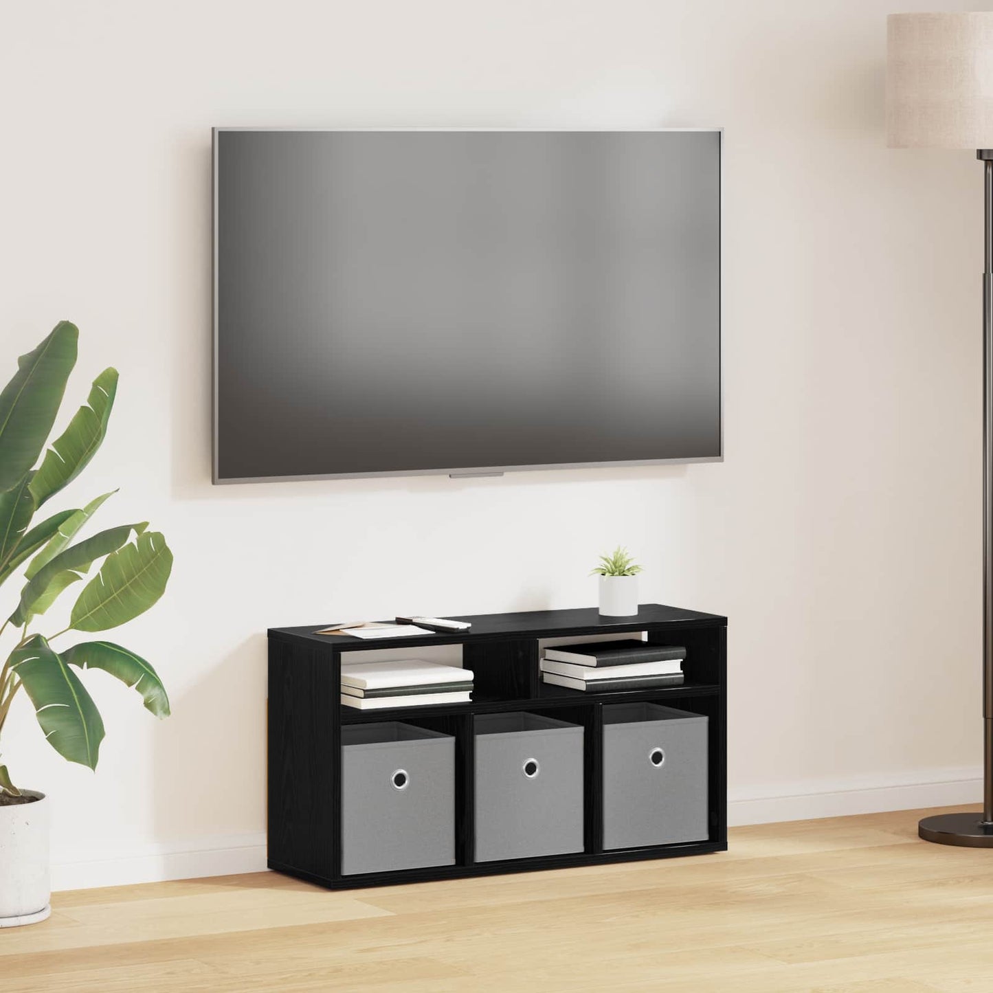 Lowboard con cassetto Rovere Nero 72 x 22,5 x 38 cm