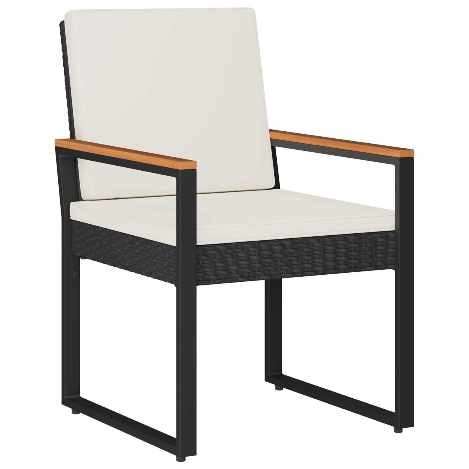 Set Mobili da Esterno 4 pcs Nero e Bianco Crema polyrattan | homemem39
