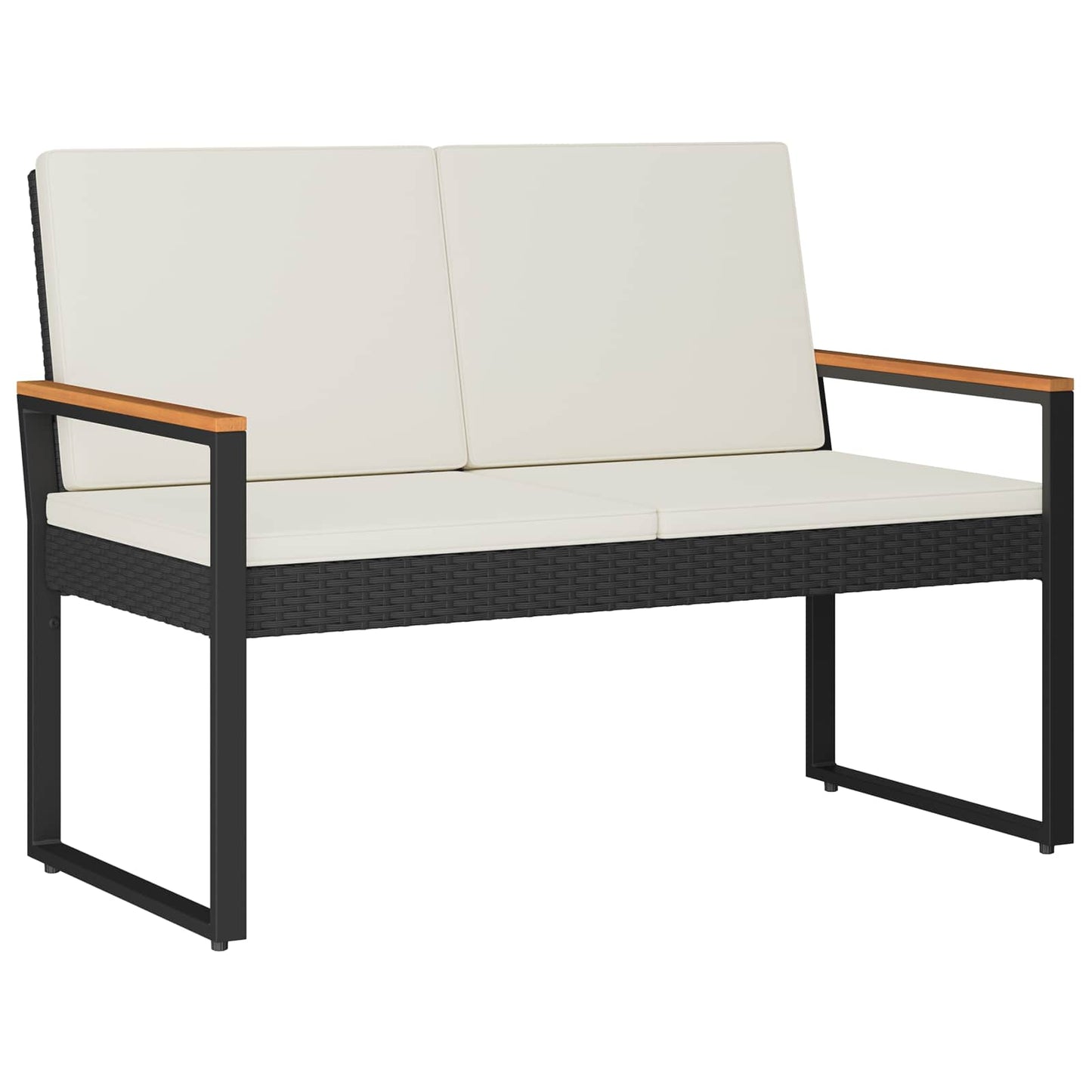 Set Mobili da Esterno 4 pcs Nero e Bianco Crema polyrattan | homemem39