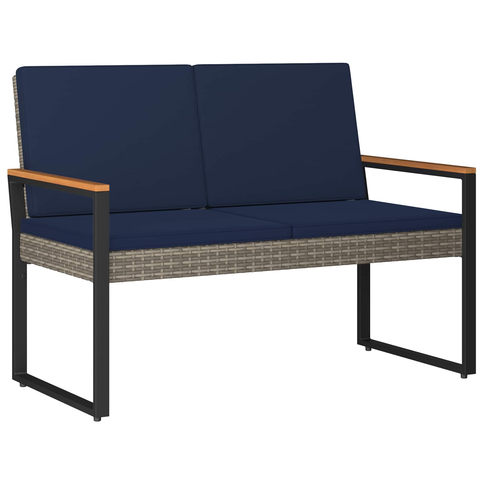 Set Mobili da Esterno 4 pcs Grigio e Blu Navy polyrattan | homemem39