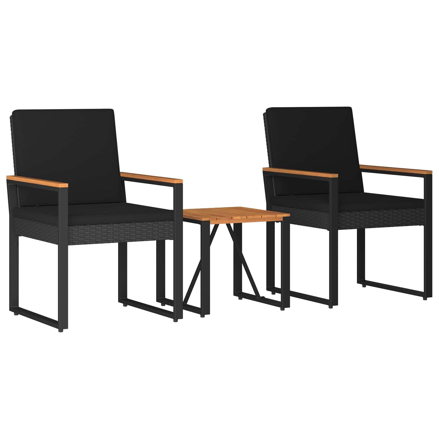 Set Mobili da Esterno con cuscino 3 pcs Nero polyrattan | homemem39