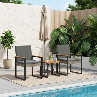 Set Mobili da Esterno 3 pcs Grigio e Grigio Scuro polyrattan | homemem39