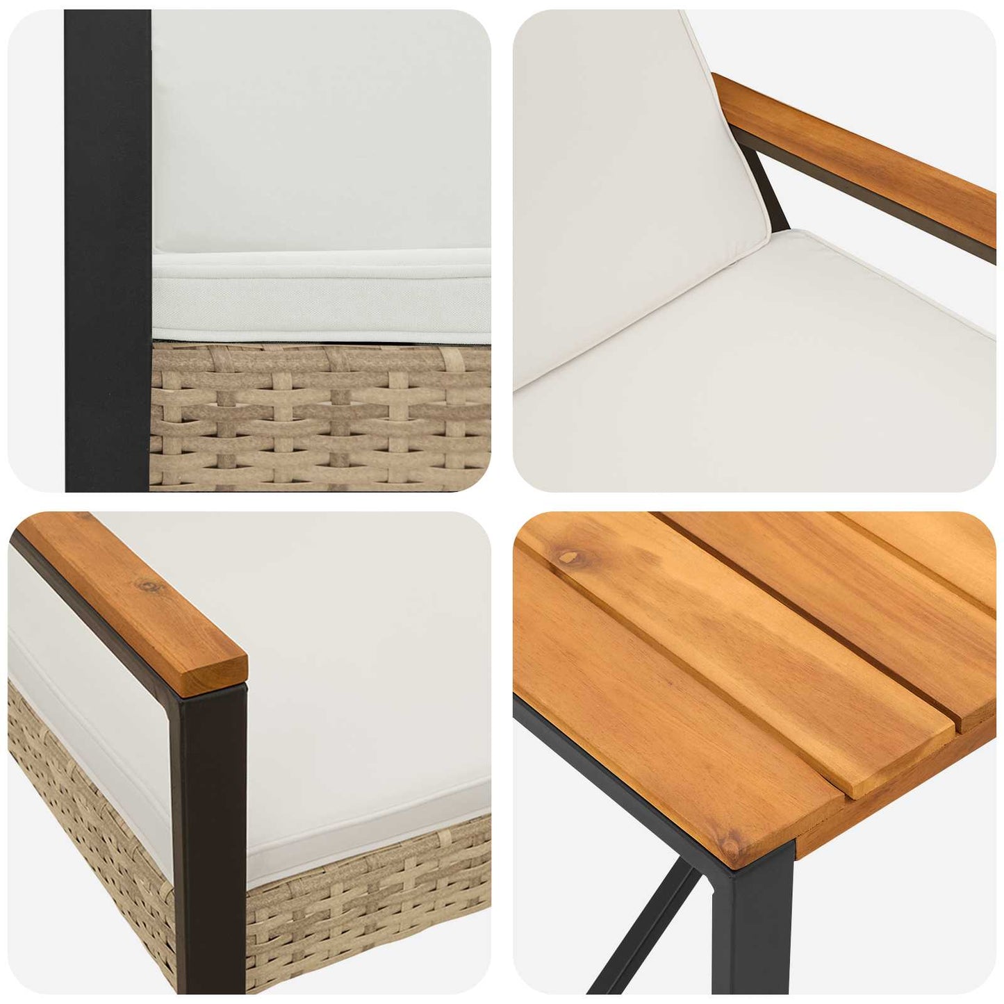 Set Mobili da Esterno 3 pcs Beige e Bianco Crema polyrattan | homemem39