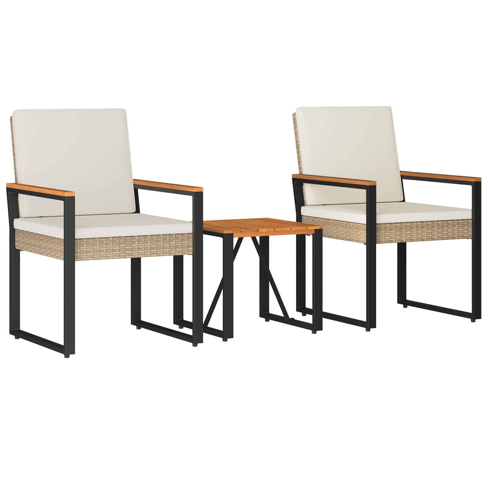 Set Mobili da Esterno 3 pcs Beige e Bianco Crema polyrattan | homemem39