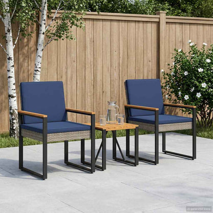 Set Mobili da Esterno 3 pcs Grigio e Blu Navy polyrattan | homemem39