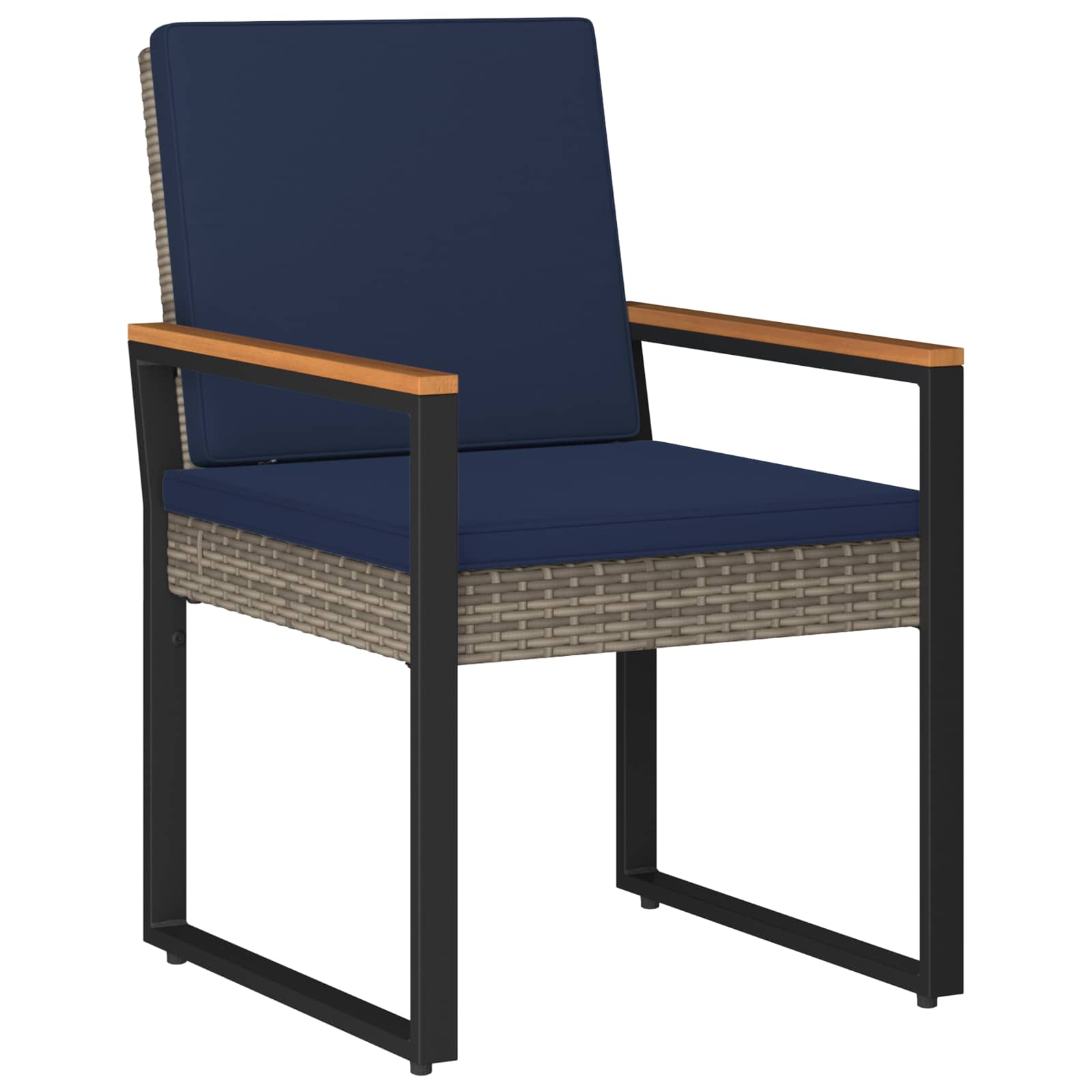Set Mobili da Esterno 3 pcs Grigio e Blu Navy polyrattan | homemem39