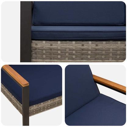 Panchina da esterno Grigio e Blu Navy 107 x 61 x 80 cm | homemem39