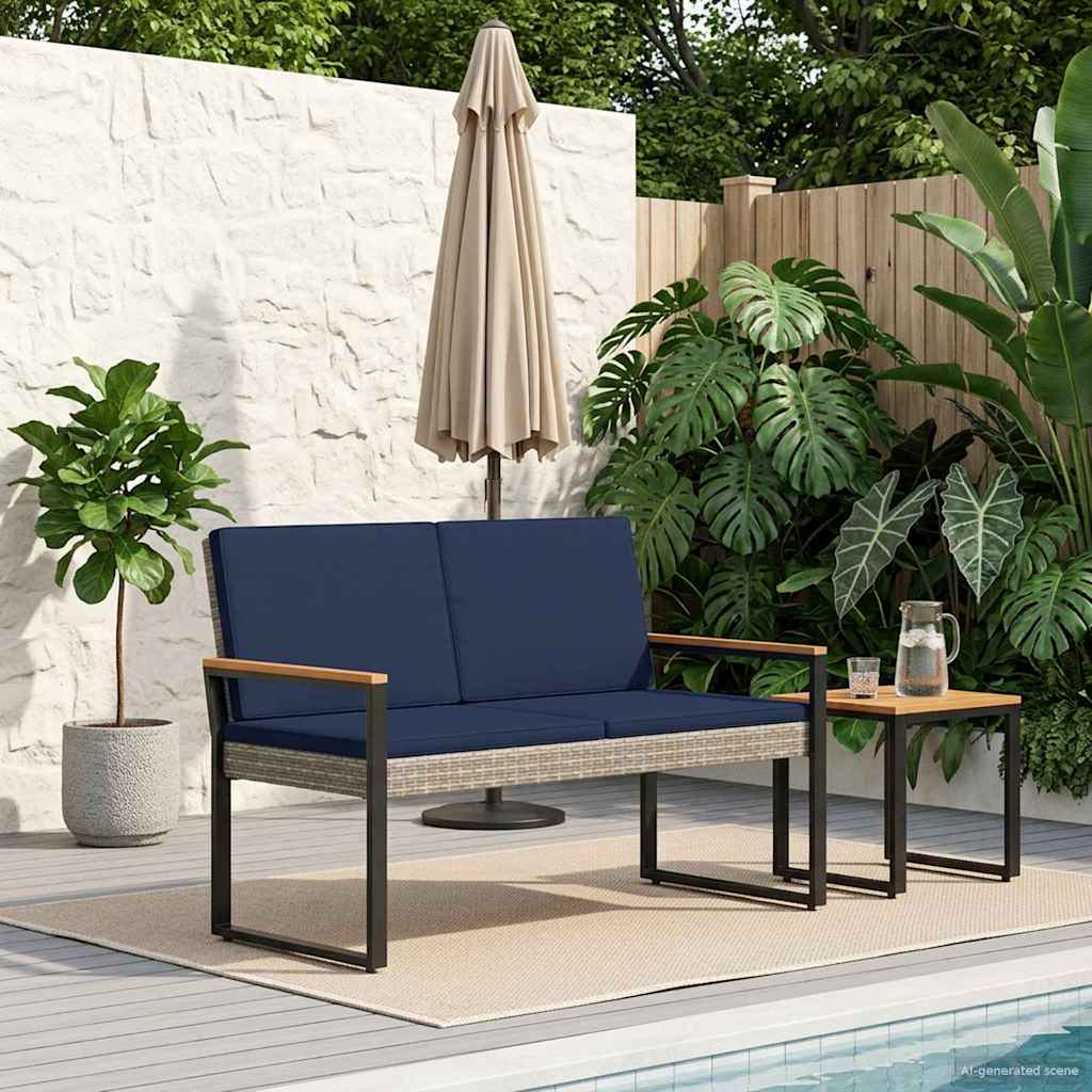 Panchina da esterno Grigio e Blu Navy 107 x 61 x 80 cm | homemem39