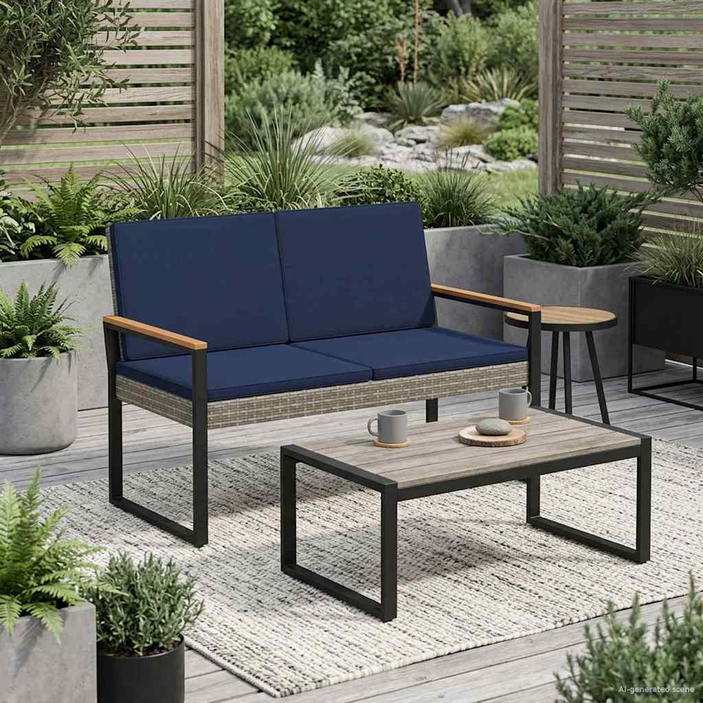Panchina da esterno Grigio e Blu Navy 107 x 61 x 80 cm | homemem39