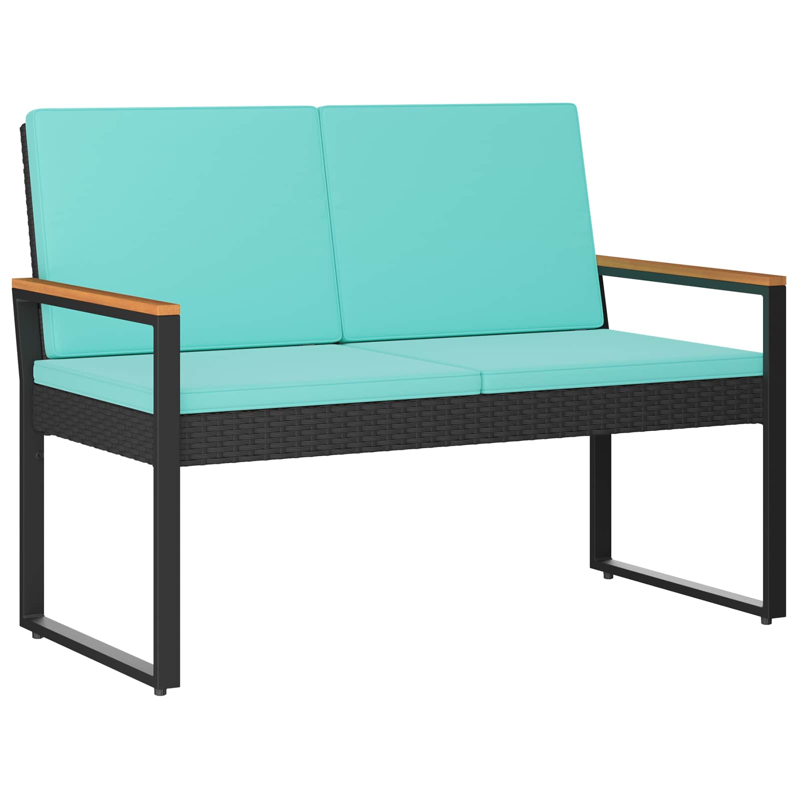 Panchina da esterno Nero e Turchese 107 x 61 x 80 cm polyrattan | homemem39
